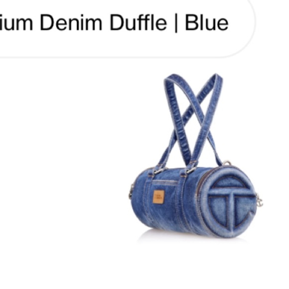 Telfar Medium Denim Duffle Bag in Blue